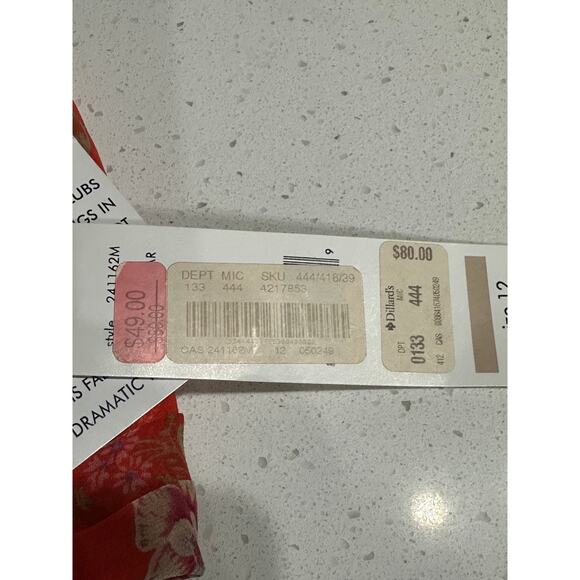 David Warren Dress NWT Halter Midi Silk Red Floral Lined Cruise Resort Party 12 - Picture 13 of 14